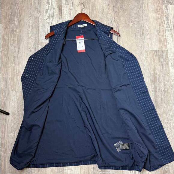 Steve Madden NWT Navy Pinstripe Button Front Sleeveless Blazer Dress XL - Picture 5 of 14